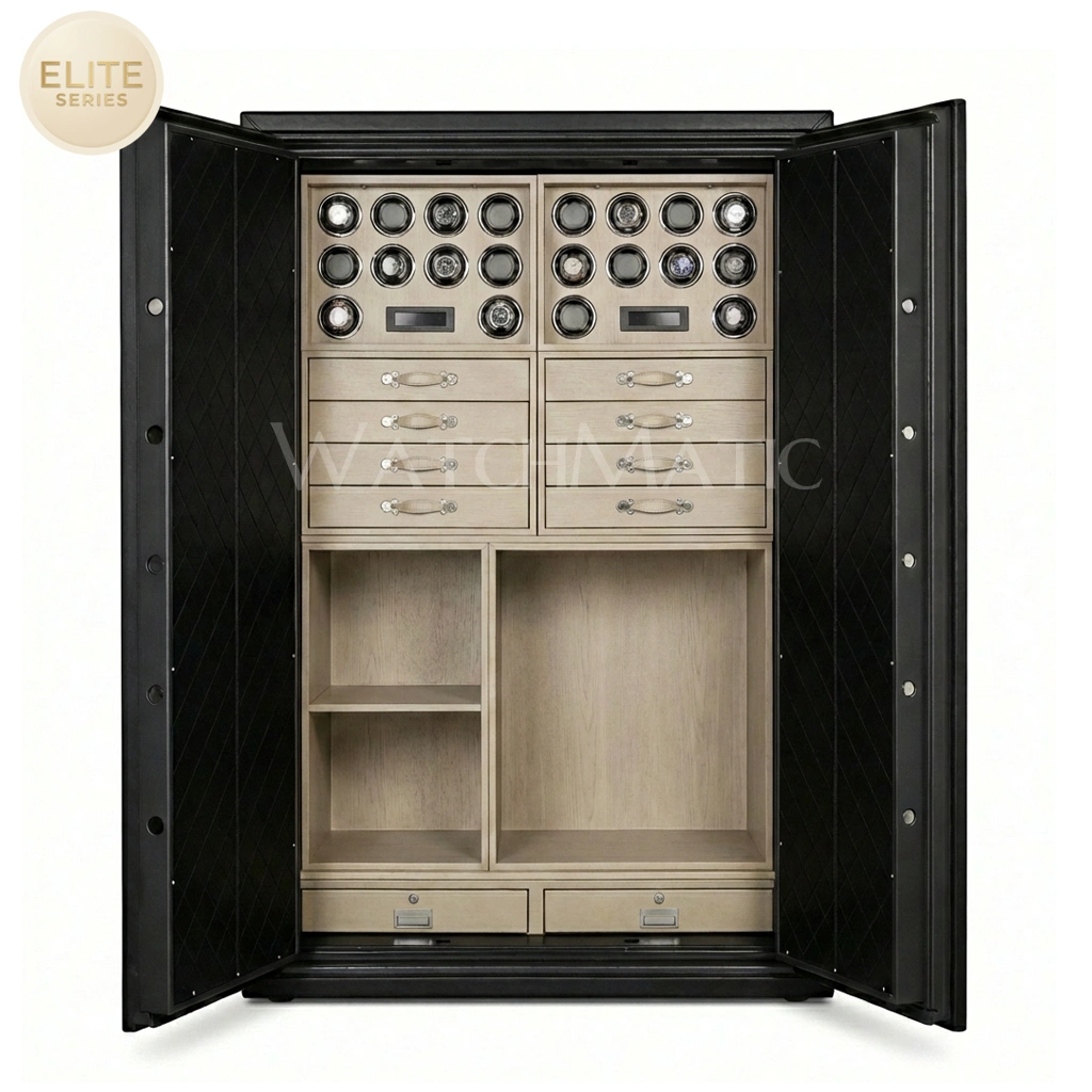 Sovereign™ Leather Vault – Dual Door Watch Safe Cabinet